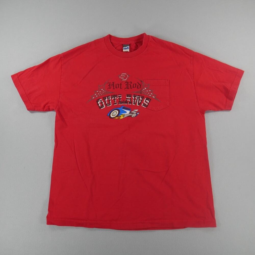 Vintage Y2K Ocean Pacific Hot Rod‎ Outlaws Graphic Red Pocket Mens Size XL